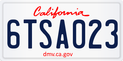 CA license plate 6TSA023