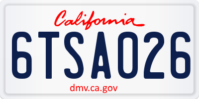 CA license plate 6TSA026