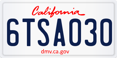 CA license plate 6TSA030