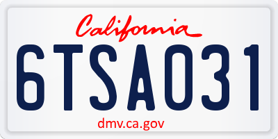 CA license plate 6TSA031