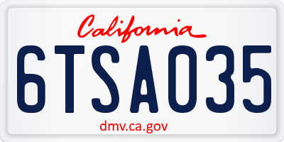 CA license plate 6TSA035