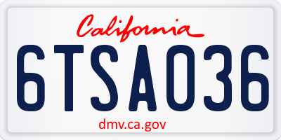 CA license plate 6TSA036