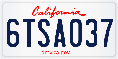 CA license plate 6TSA037