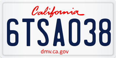 CA license plate 6TSA038