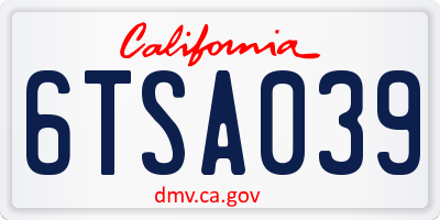 CA license plate 6TSA039