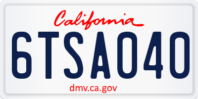 CA license plate 6TSA040