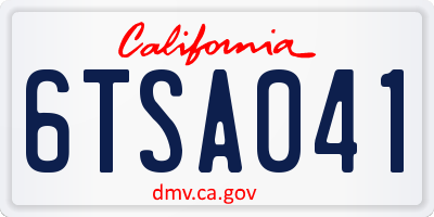 CA license plate 6TSA041