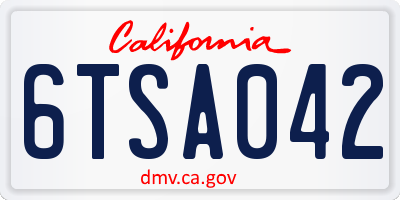 CA license plate 6TSA042