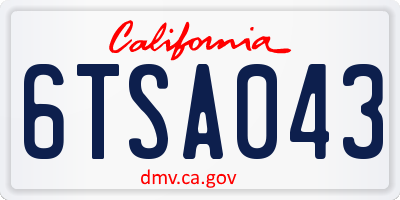 CA license plate 6TSA043
