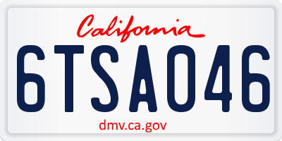 CA license plate 6TSA046