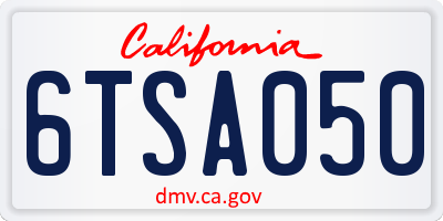 CA license plate 6TSA050