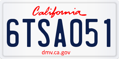 CA license plate 6TSA051