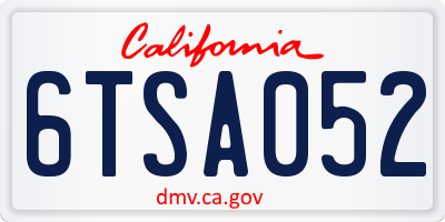 CA license plate 6TSA052