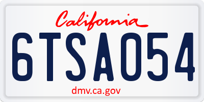 CA license plate 6TSA054