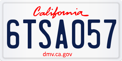 CA license plate 6TSA057