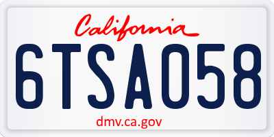 CA license plate 6TSA058