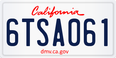 CA license plate 6TSA061
