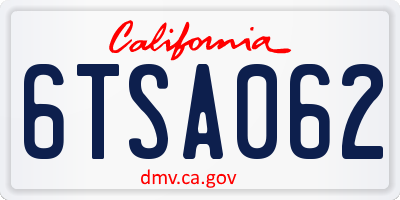 CA license plate 6TSA062