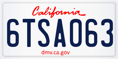 CA license plate 6TSA063