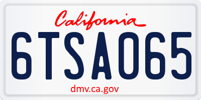 CA license plate 6TSA065