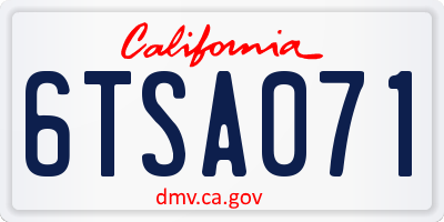 CA license plate 6TSA071
