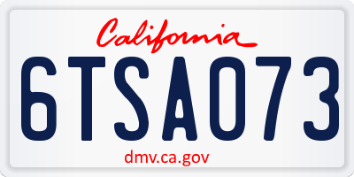 CA license plate 6TSA073