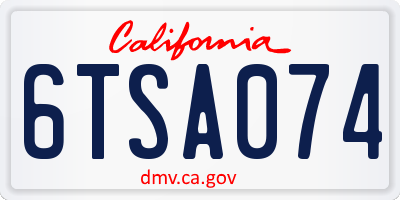 CA license plate 6TSA074