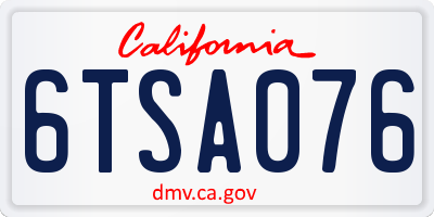 CA license plate 6TSA076