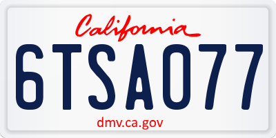 CA license plate 6TSA077