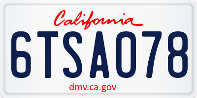 CA license plate 6TSA078