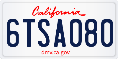 CA license plate 6TSA080