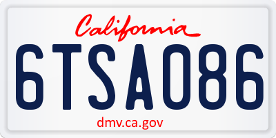 CA license plate 6TSA086
