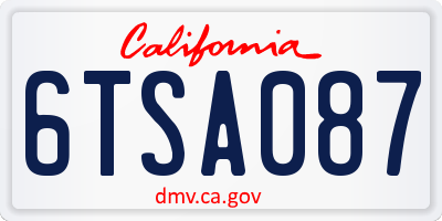 CA license plate 6TSA087