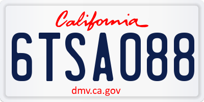 CA license plate 6TSA088