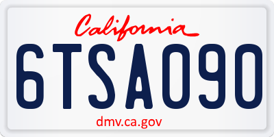 CA license plate 6TSA090