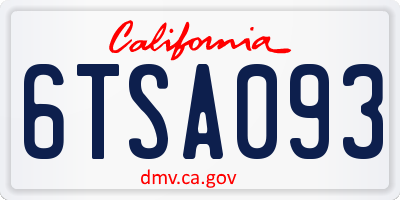 CA license plate 6TSA093