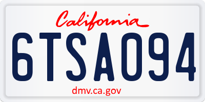CA license plate 6TSA094