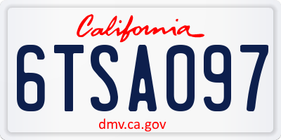 CA license plate 6TSA097