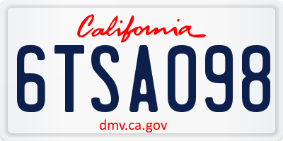 CA license plate 6TSA098