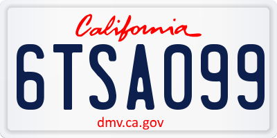 CA license plate 6TSA099