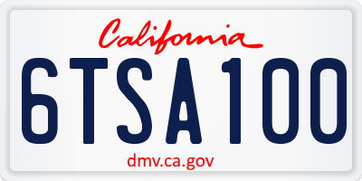 CA license plate 6TSA100