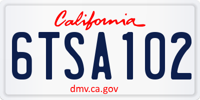 CA license plate 6TSA102