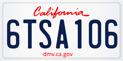 CA license plate 6TSA106