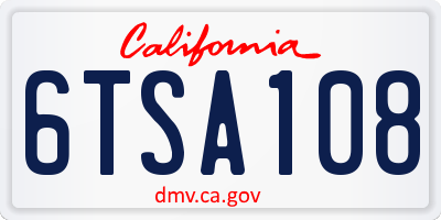 CA license plate 6TSA108