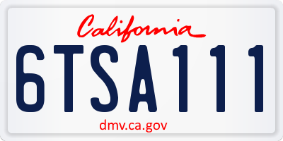 CA license plate 6TSA111