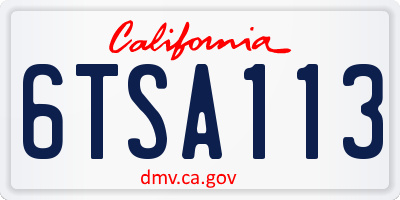 CA license plate 6TSA113