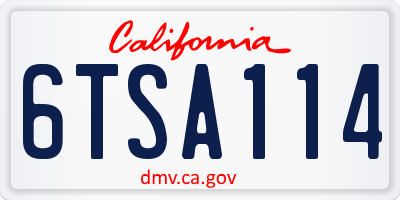CA license plate 6TSA114
