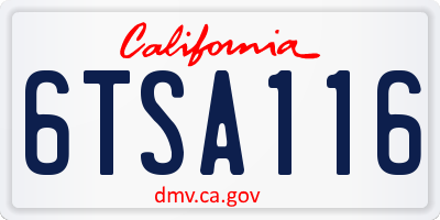 CA license plate 6TSA116