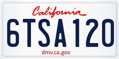 CA license plate 6TSA120