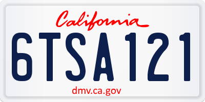 CA license plate 6TSA121